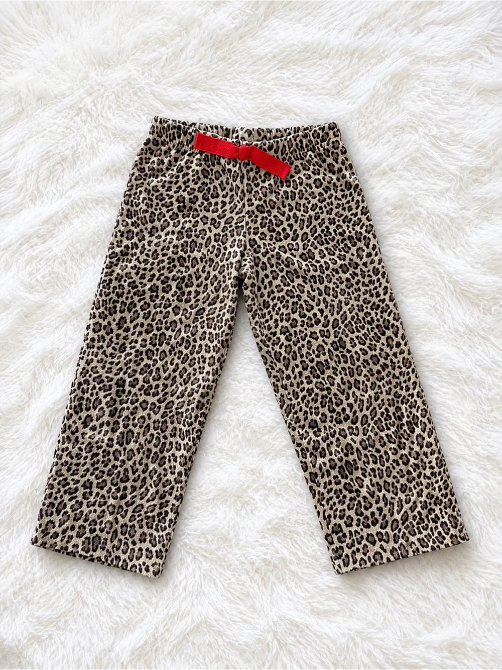 Carter's Leopard Print Pajama Pants with Red Bow Accent